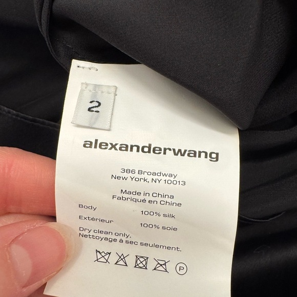 Alexander Wang 100% Silk Black Shirt Dress with Cutout Shoulder- Size 2 - Picture 11 of 12